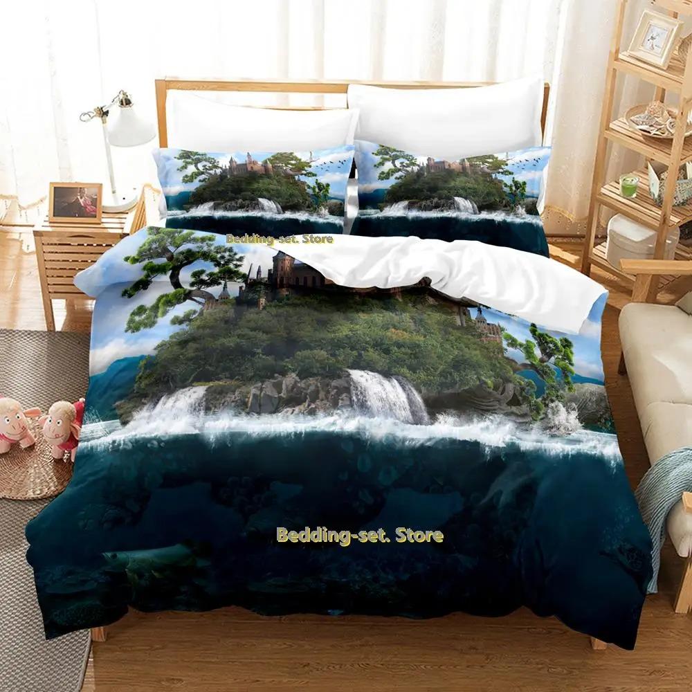 World Turtles Turtle Island Bedding Set Cartoon Anime three-piece set Adult Kid Bedroom Duvetcover Sets 3D Kawaii Animal