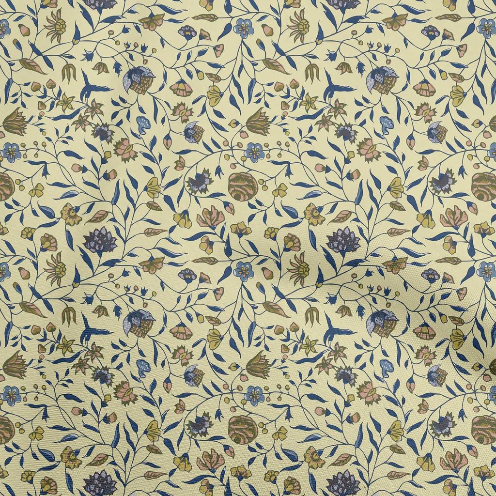 oneOone Cotton Flex Light Blue Fabric Asian Suzani  Diy Clothing Quilting Fabric Print Fabric By Yard 40 Inch