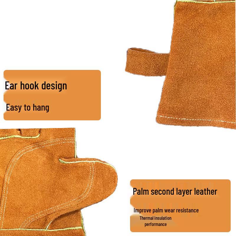 Перчатки из коровьей кожи, термостойкие, для барбекю и сварки - Изолированные алюминиевой фольгой, безопасные для камина и духовки.