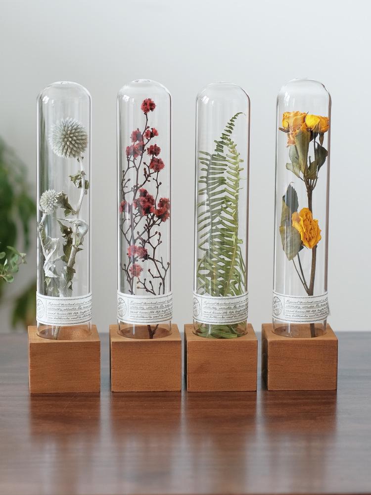 Wabi-Sabi Style Xian Porcelain Test Tube Rack: Retro Gift for Dried and Preserved Flowers, Plant Specimen Display