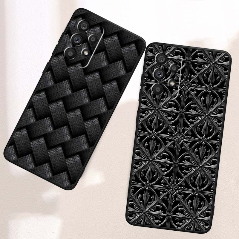 Черный резной плетеный текстурный чехол для телефона для Samsung A41 A35 A34 A33 A32 A25 A24 A23 A21s A06 A05 A04 A03 Note 10 20 Ultra 5G Черный