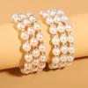 Classic Three-loop Pearl Bracelet, Multi-layer Pearl Rhinestone Elastic Bracelet
