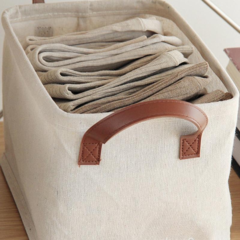 Cotton Linen Dirty Clothes Laundry Basket Collapsible Laundry Hamper Toy Storage Household Sundries Storage Basket with Handle