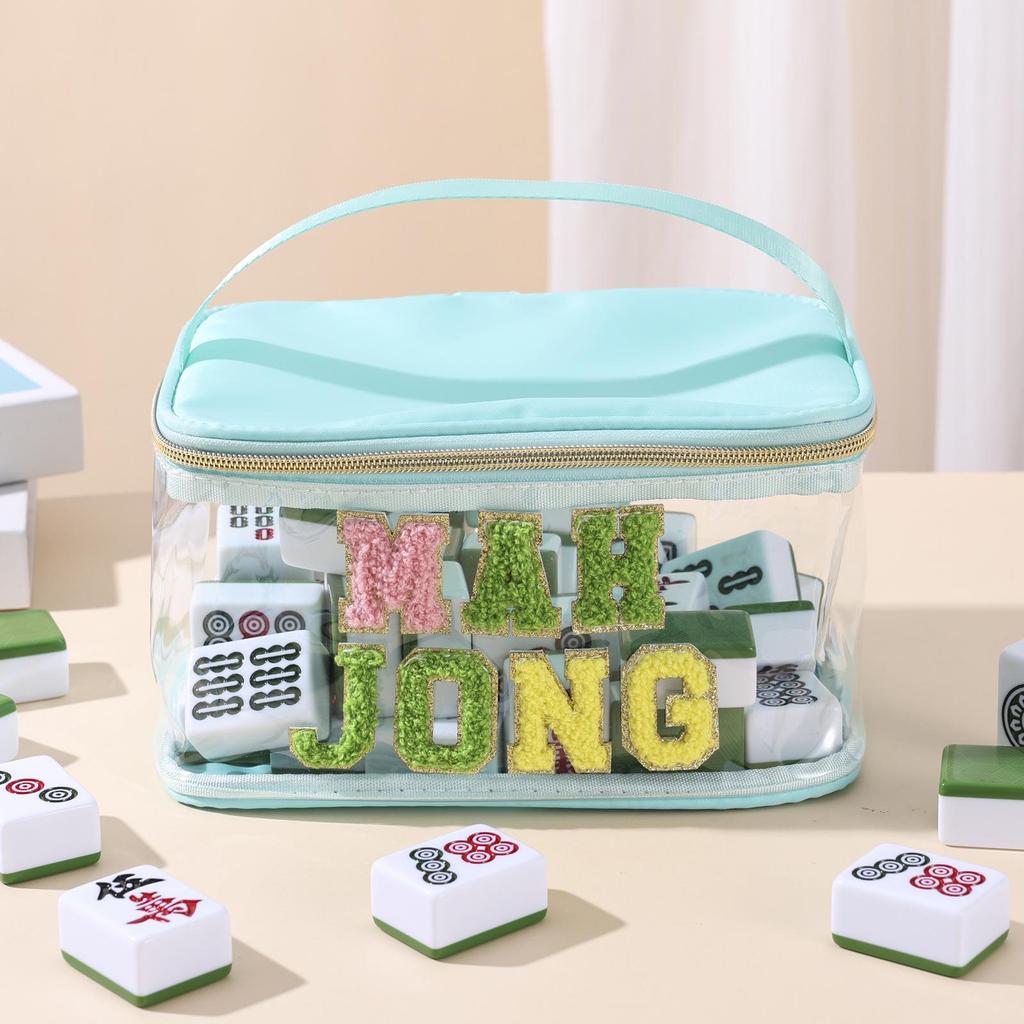 Mahjong Transparent Cosmetic Travel Bag, Wet & Dry Separation, Large Capacity Wash Bag