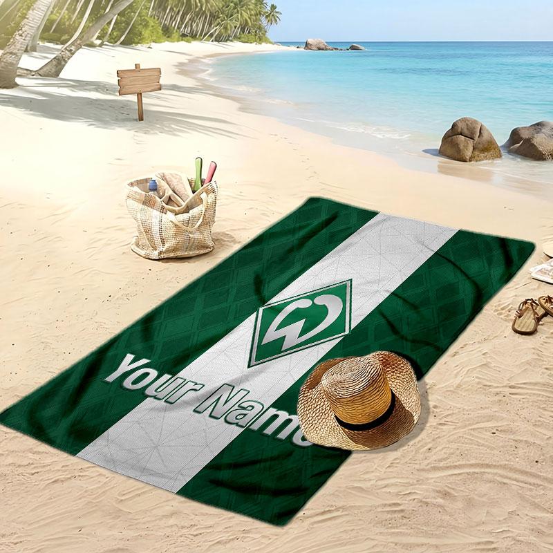 Werder Bremen FC Personalized Printed Beach Towel Soccer Logo Support Custom Name Text Absorbent Towel For Sport Travel Special Gift