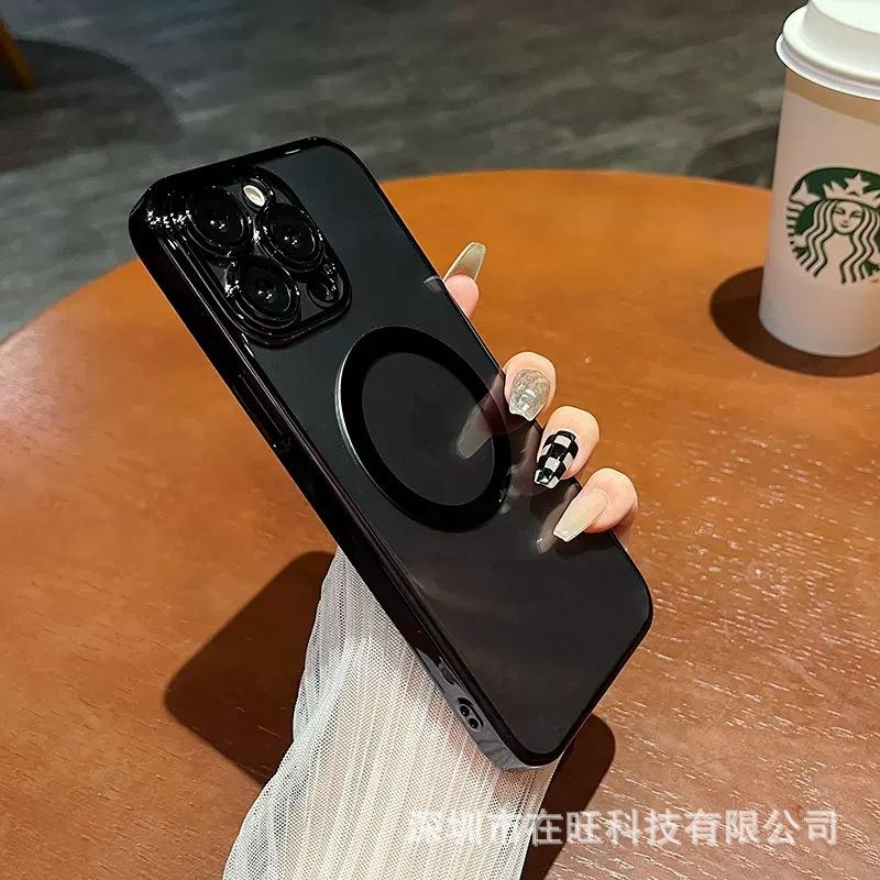 Применимо к iPhone16Promax кристально прозрачный магнитный жесткий чехол для мобильного телефона Apple 15 со встроенной защитной пленкой для объектива 13 защитный чехол 11