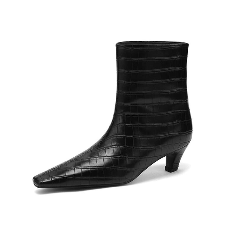 Модная женская обувь из спилковой кожи на осень-зиму, модные ботильоны с квадратным носком для женщин, короткие ботинки, женская обувь, ковбойские сапоги, zapatos mujer