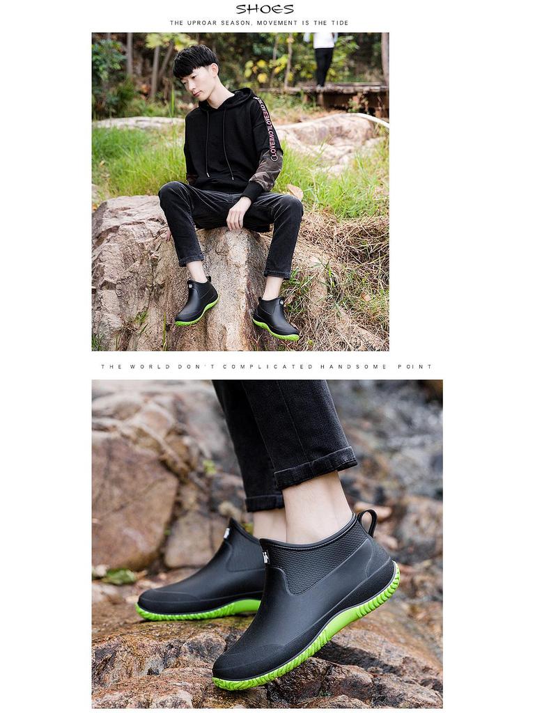 Short Tube Unisex Rain Boots: Lightweight, Waterproof, Low-top Rubber Shoes for Outdoor Use