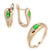 Модные серьги, кольца, наборы для женщин, изумрудной овальной огранки, натуральный циркон, с розовым золотом, роскошные, на каждый день, наборы изящных ювелирных изделий