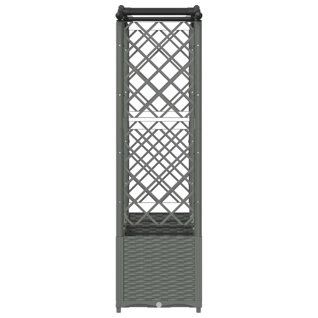 Elevated Planter with Trellis and Hanging Roof Light Grey 204 x 40 x 141 cm PP