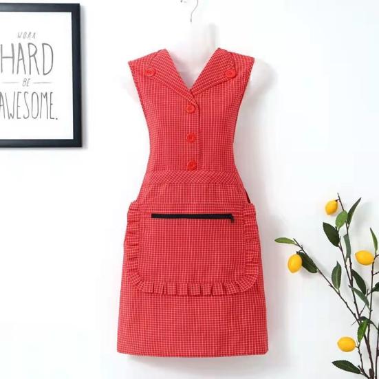 Фартук-жилет, прочный западный стиль, моющийся дизайн с лацканами, хлопковый комбинезон для кафе, ресторана, товары для дома