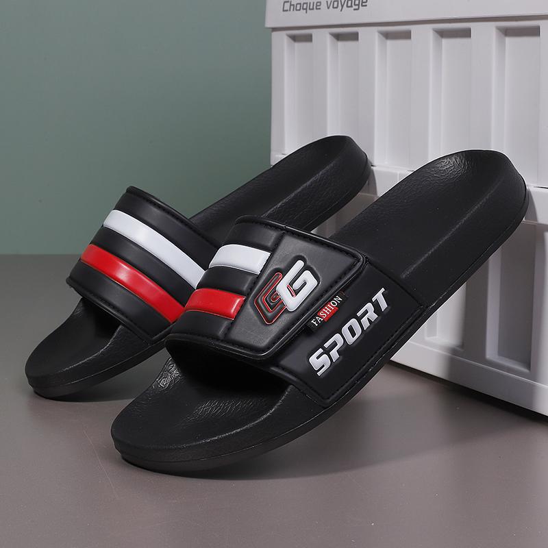New Mens Slippers Velcro Strap Slipper Lightweight Slide Summer Beach Shoe Soft Mules Slide Flip Men Big Size Sandal Casual Clog