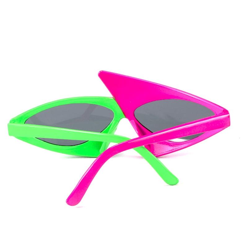 Унисекс Новинка Вечеринка Солнцезащитные очки 80-х Асимметричные очки Ярко-розовые и Неоново-зеленые очки для Хип-хоп танцев Хэллоуин вечеринки