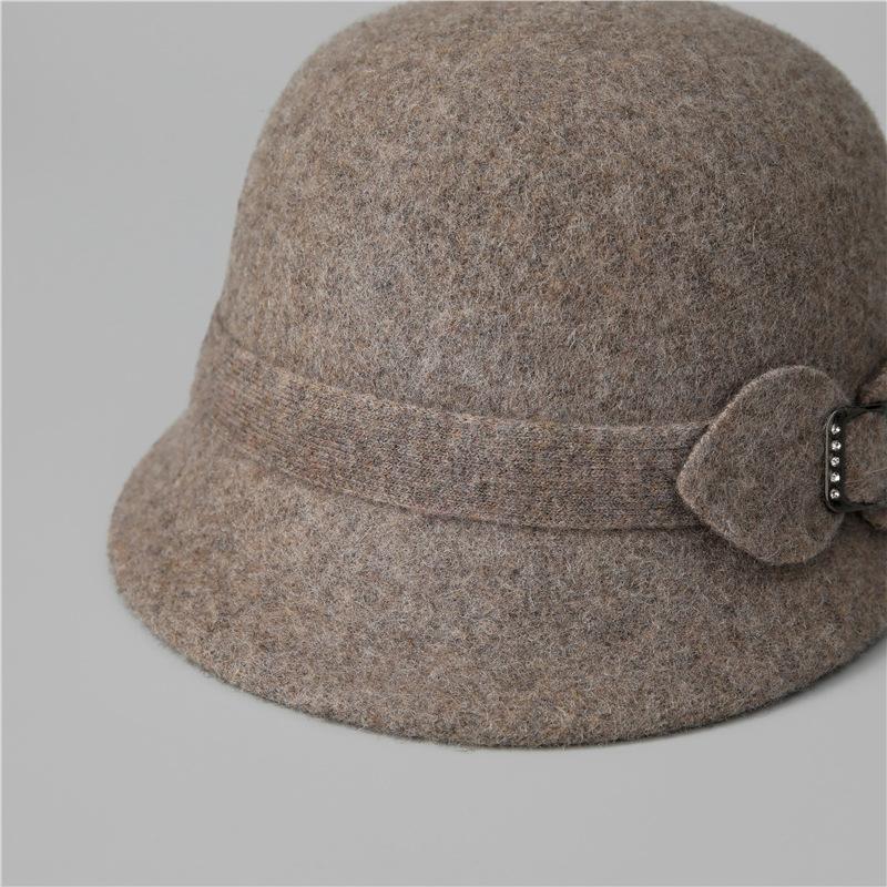 Women's Lightweight Wool Fisherman Hat - Warm & Cozy Short Brim Beanie with Decorative Bow, Soft Non-Stretch Design for Fall/Winter