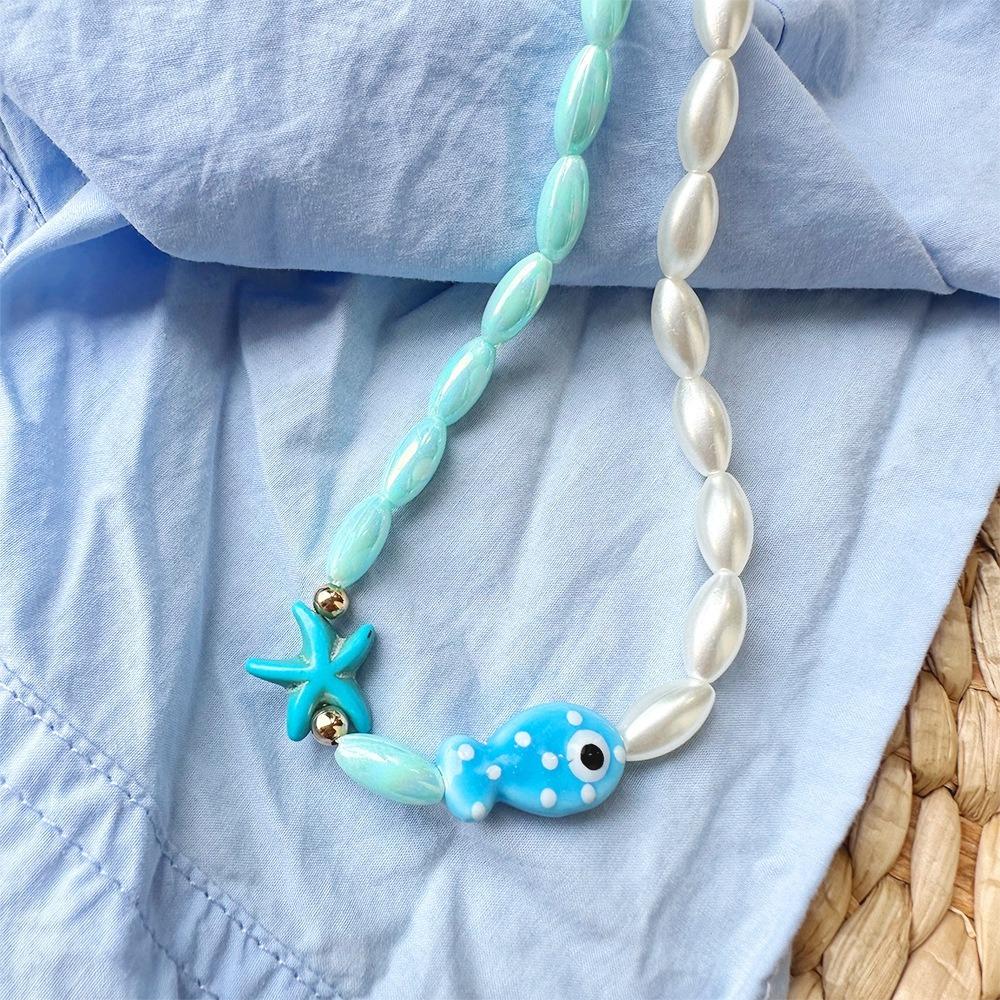 Jewelry Fish Pendant Necklace Bohemia Beads Chain Choker Trendy Mini Fish Necklace Summer