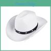 Folk Style Pink Denim Cowboy Hat With Metal Studs For Cosplay And Gifting