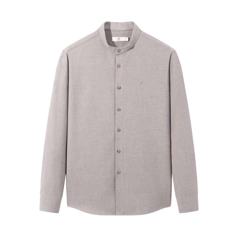 SEVEN Men's Four-Way Stretch Stand Collar Long Sleeve Brushed Shirt