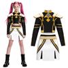 Kids Girls Demon Costume Stand Collar Coat T-shirt Shorts Set Children Printed Design Cosplay Performances Costumes