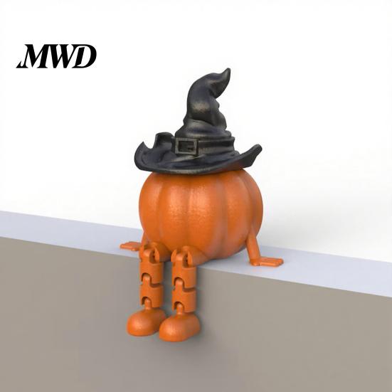 Devil Ghost Figurines Halloween Desktop Decoration, Movable Wizard Pumpkin Figurine, 3D Printed Funny Stress Relieving Toys PLA Ornaments for
