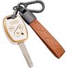 Key Fob Cover For Honda With Leather Keychain, Premium TPU Key Case Compatible With 2003-2015 Honda Accord Crosstour Civic EX CR-V Pilot Element