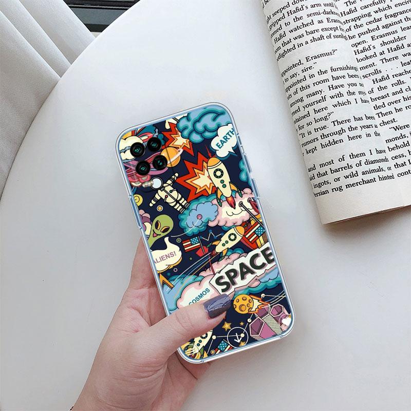 Astronaut Space Alien UFO Transparent Phone Case for Motorola Moto G10 G20 G30 G31 G32 G34 G35 G41 G42 G50 G51 G52 G55 G60 G60S