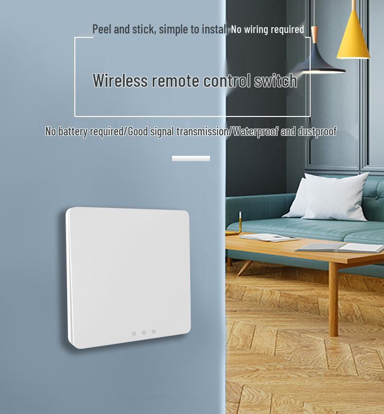 Беспроводной выключатель света с большой кнопкой, самопитанием - Не требует проводки или батареек