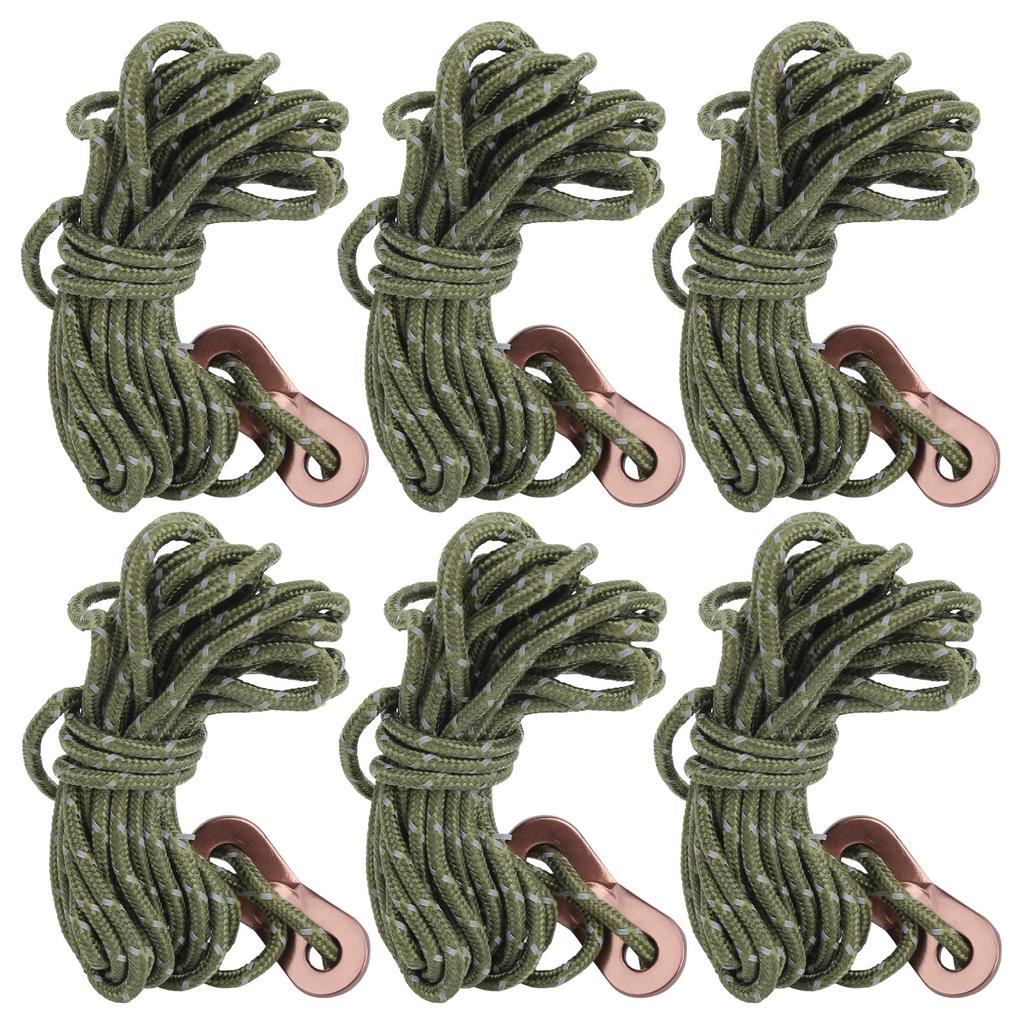 6шт. комплект 4M 3MM светоотражающие тросы для палаток с пряжкой из алюминиевого сплава для кемпинга и пешего туризма светоотражающая армия