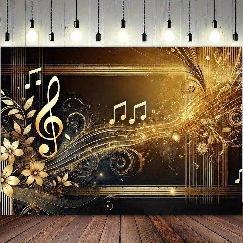 Двумерный дизайн, featuring a single piece of fashionable gold and black combination for a music-themed party