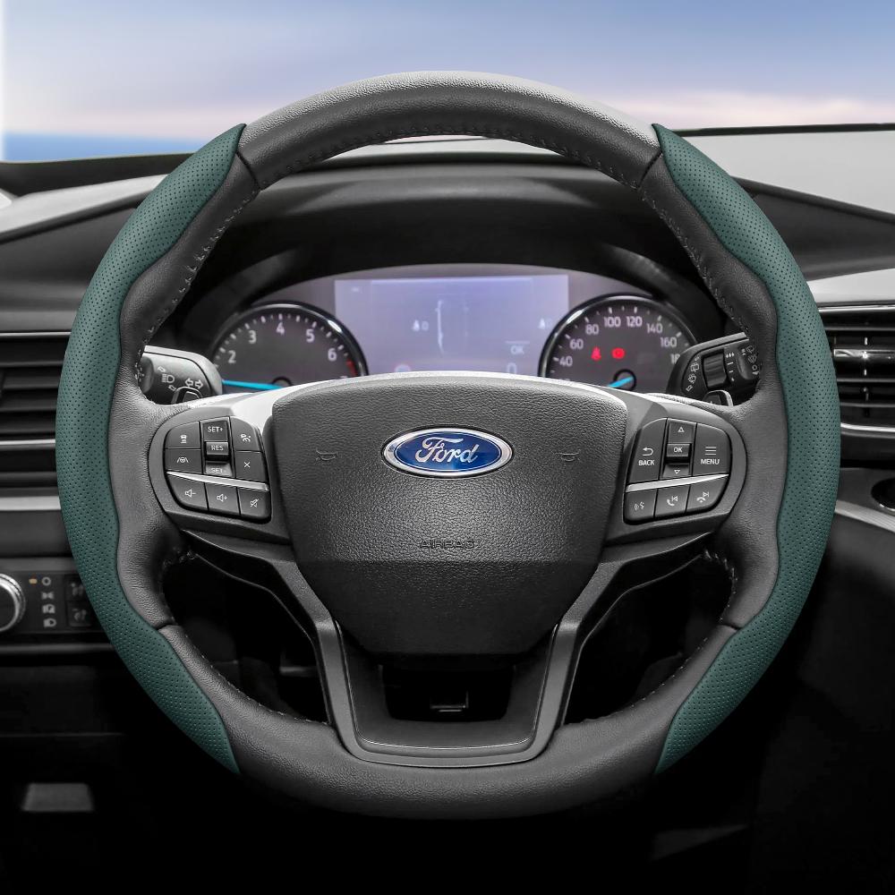 TQ012Suitable for Ford Breathable Hole Leather Steering Wheel Cover Segmented Quick Release Design Non-Slip Durable Focus Mk2 Mk3 Fies