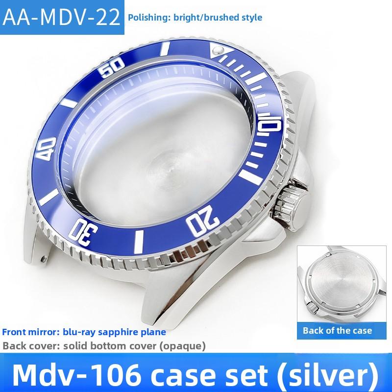 MDV106 metal Case film bezel bumper armor For Casio MDV-106 Stainless Steel Crown Caseback Sapphire Glass men Watch accessories