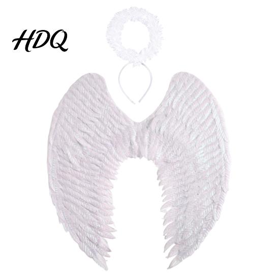 Christmas Angel Costume Wings for Kids Feathered Wing Dress Up Halloween Cosplay Accessory Fancy Dress Party Performance Dark Guardian