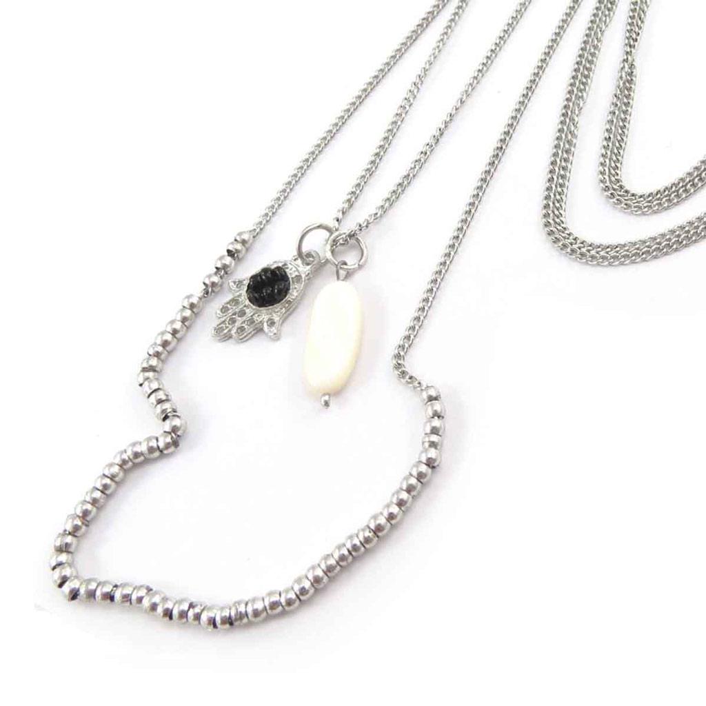 Les Trésors De Lily [J8936] - Серебряное ожерелье фатмы «Килиманджаро»