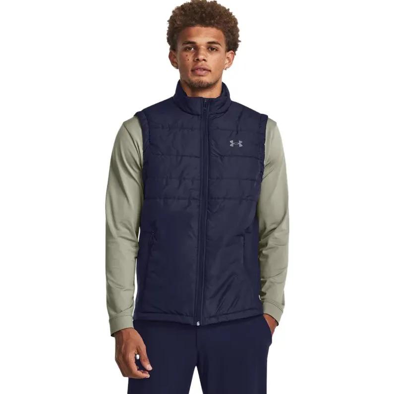 Under Armour Vests Men's Navy Blue Stand Collar Moderate Workwear (Unisex) Vests 1378497 410