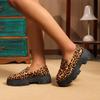 Женские туфли большого размера с низким верхом и леопардовым принтом в британском стиле, кожаные мокасины с толстой подошвой, удобная повседневная обувь для отдыха на природе