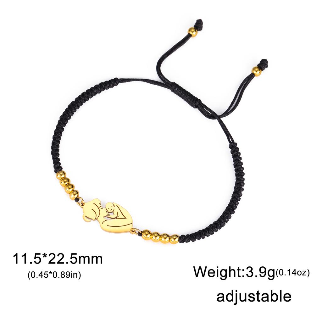 Браслет-шарм из нержавеющей стали золотого цвета для мамы и ребенка, Семейный браслет с красным и черным шнурком, Модные украшения для женщин, Подарок на День матери