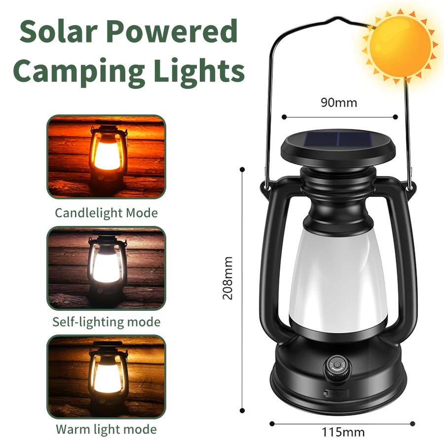 Retro Horse Light Charging Decoration Atmosphere Light Solar Camping Lights LED Portable Lantern Desk Lamp Outdoor Home Decor