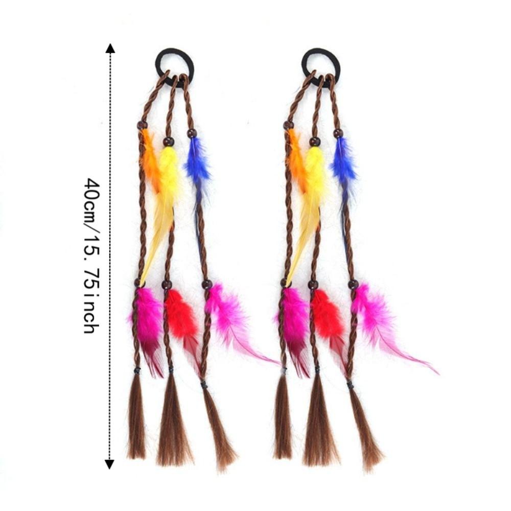 2pcs Handmade Tribal Pigtail Wig Headpiece Twist Braid Ponytail Carnival Costume Accessories