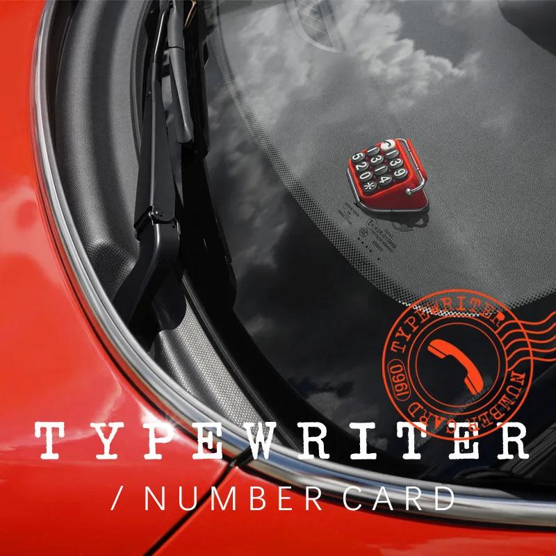 Creative Temporary Parking Card Retro Typewriter Hidable Temporary Auto Stop Phone Number Display Car Interior Decor