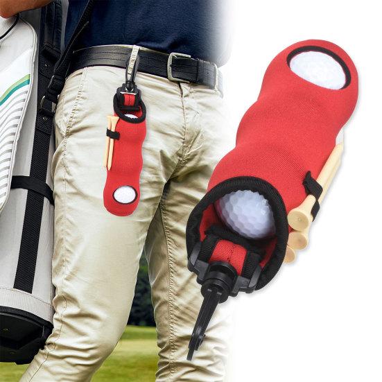 Golf Ball Carry Bag with Clip, Hold 3 Balls & 3 Tees, Golf Ball Carrier Pouch for Golf Bag, Golf Ball Organizer Holder, Golf Accessories