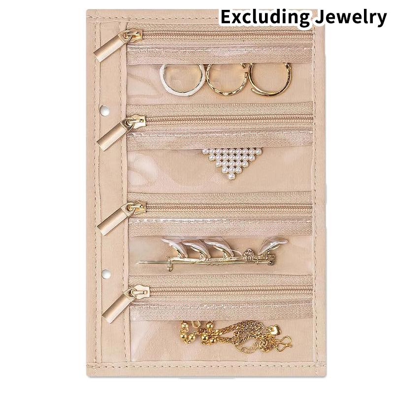 PU Leather Jewelry Storage Book Zipper Clear Pockets Jewelry Packaging Box Necklace Binder Storage Display Product For Women