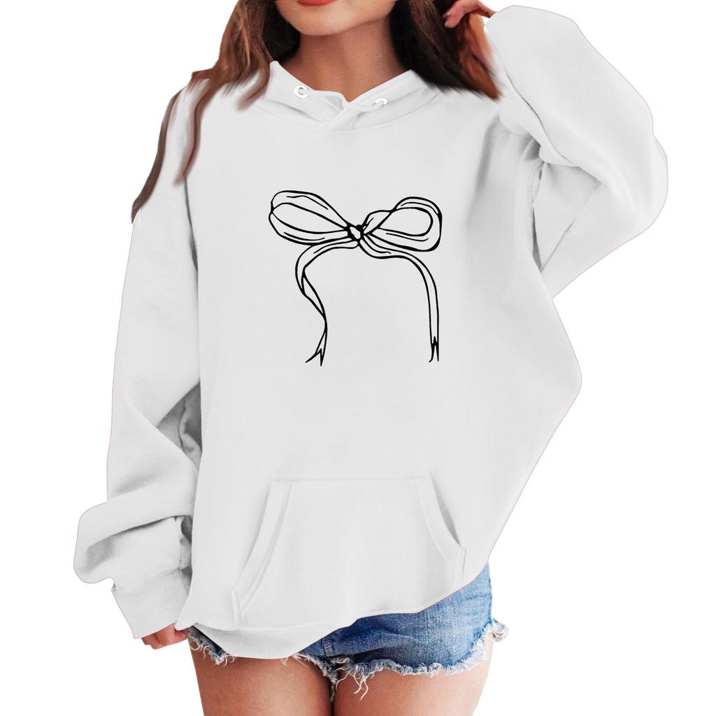 Толстовки для девочек-подростков, толстовки с длинным рукавом, пуловер с завязками, симпатичная толстовка большого размера