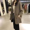 Autumn Women's Double-breasted Loose Suit, Korean Style Mid-length Blazers with Long Sleeves, Chic and Casual