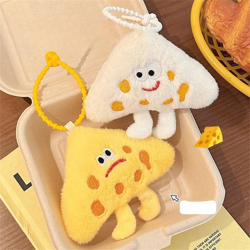 Cute Cheese Keychain Cartoon Plush Doll Toy Keychain Student Bag Pendant Hanging Decorative Gift