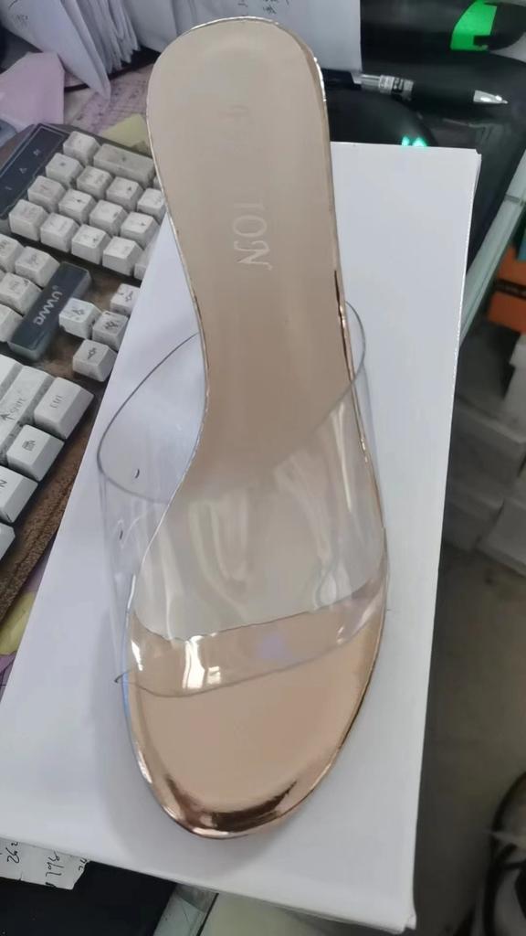 Summer High Heel Slide Sandals For Women With Transparent Pvc Sole And Fish Toe Design