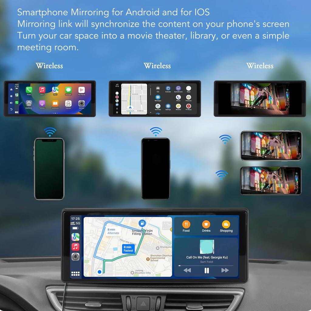 Дюймовая автомобильная стереосистема с резервным WiFi Bluetooth Carplay Android Auto Carplay сенсорный экран мультимедиа голосовое управление Carplay экран с GPS FM 10.26 камера,