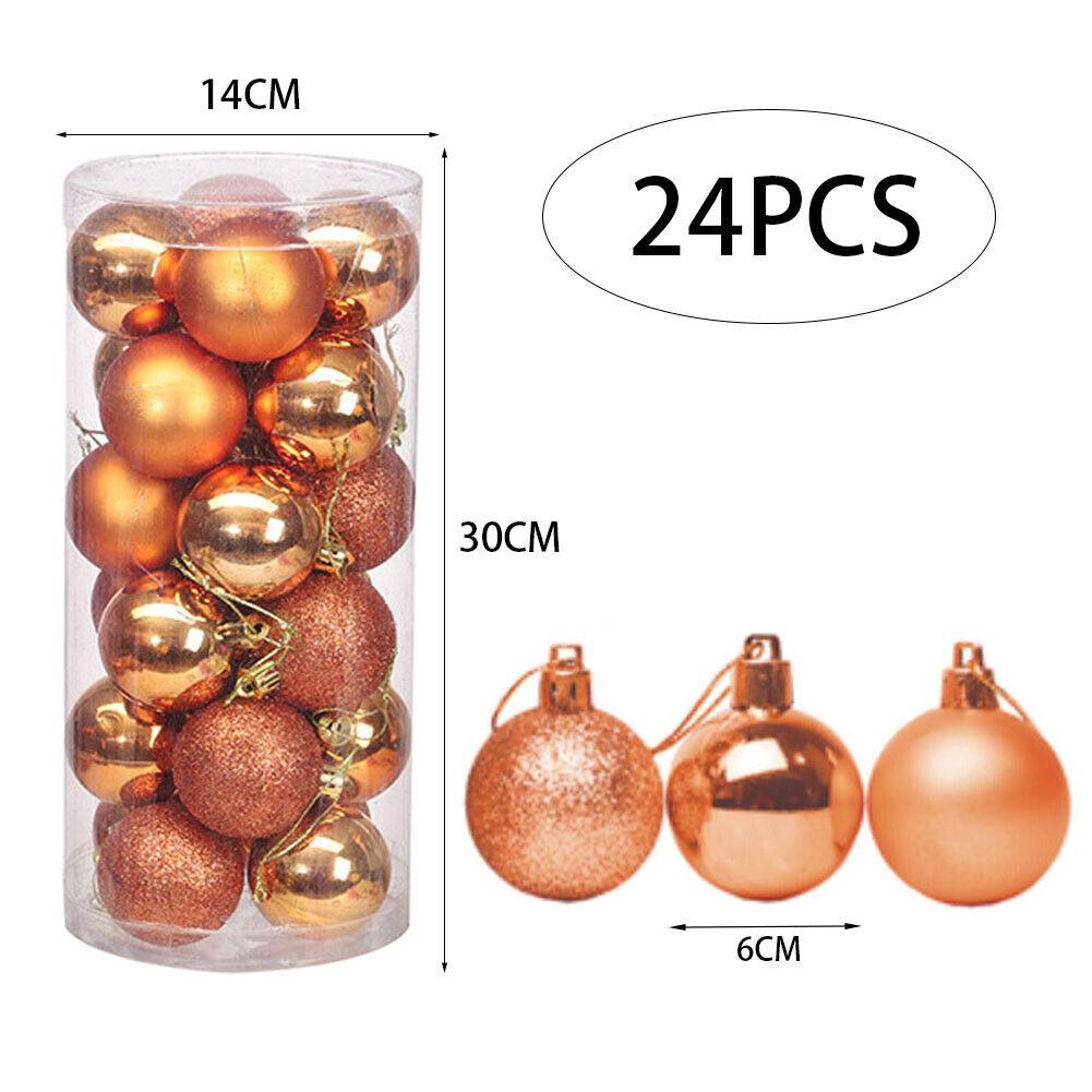 8 СМ 24 ШТ. Рождественские Подвесные Шаровые Украшения Небьющиеся Рождественские Елочные Украшения Комплект Рождественские Украшения Шары для Праздника Свадьбы Декор