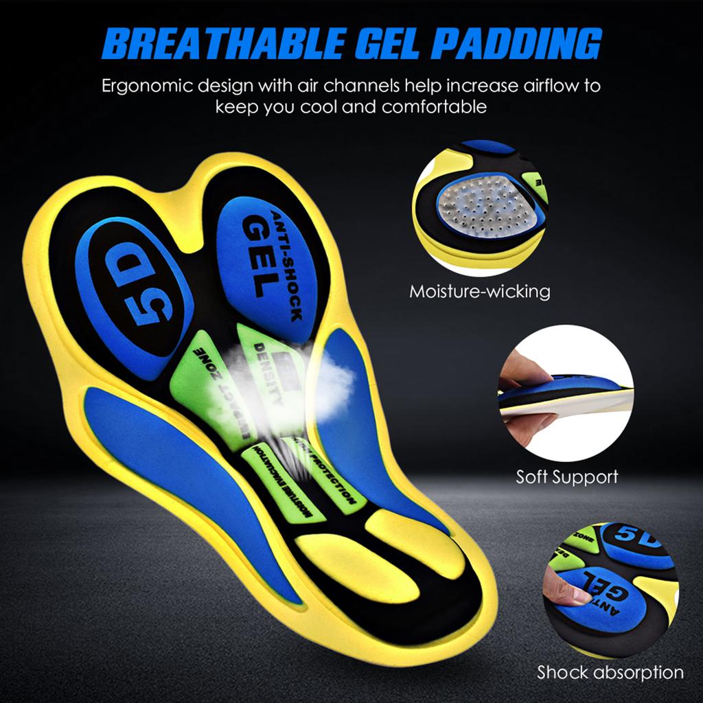 Men Women Cycle Shorts 5D Gel Pad Cushion Breathable Road Bike Riding Cycle Underwear Pants Cushion