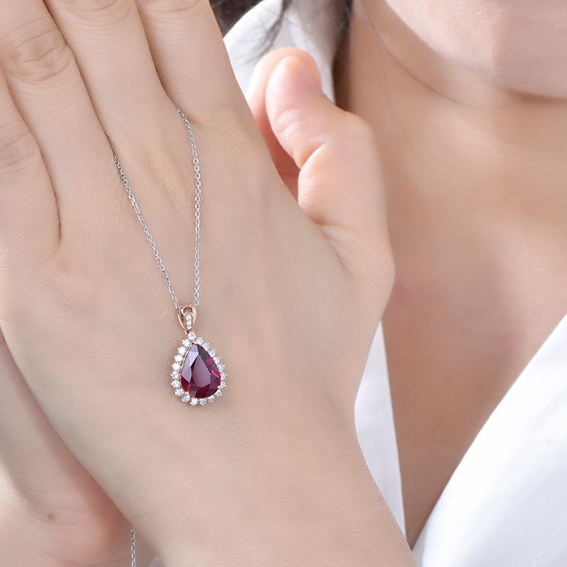 BELLA BOX Hot-selling Red Water Shaped Gorgeous Personalized Clavicle Chain Simple Crystal Necklace Charm Wedding Engagement Fine Jewelry New Trendy