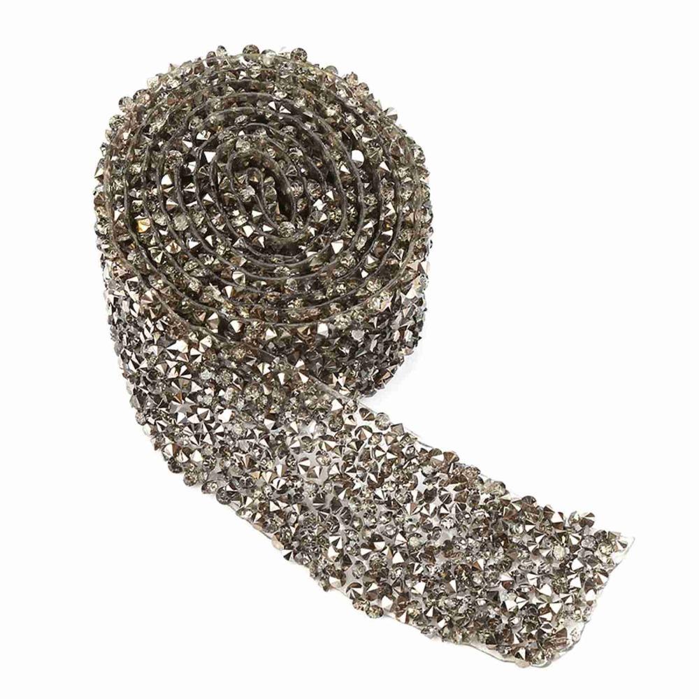 1pcs 1 Yard Length Crystal Rhinestone Ribbon 30mm Width Sparkle Crystal Rhinestone Mesh Ribbon Self-Adhesive Ribbon