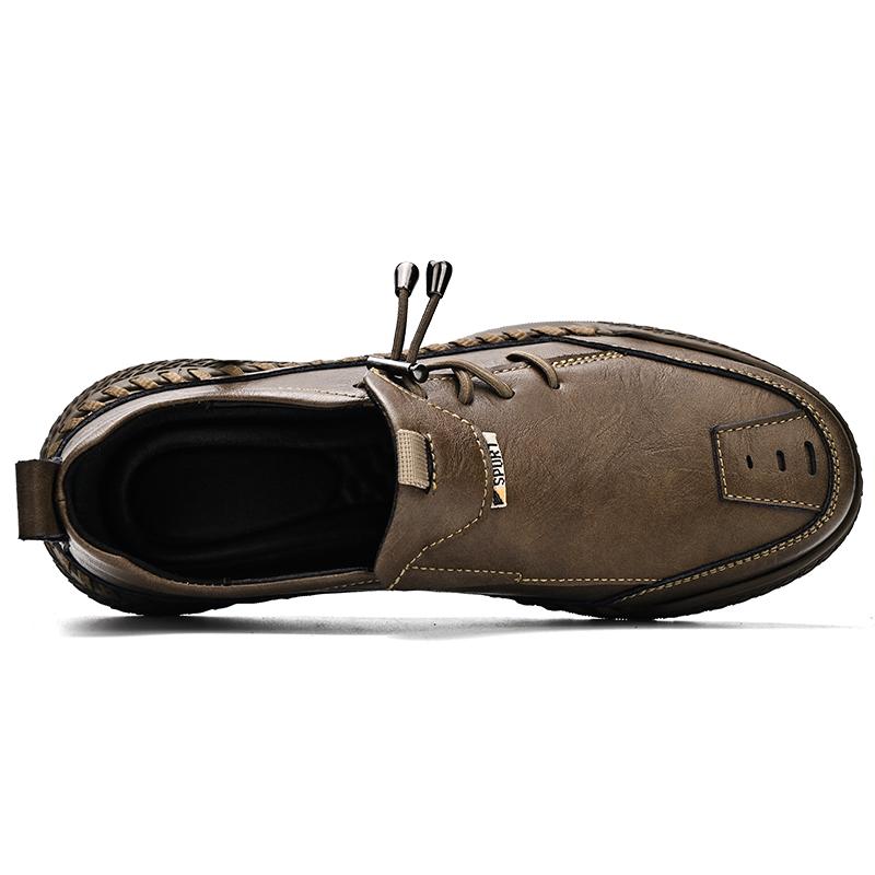 Мужская кожаная обувь, повседневная уличная обувь ручной работы